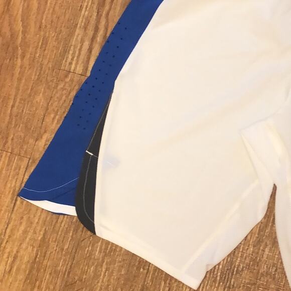 Nike Women’s Dri-Fit Hyperelite Basketball Shorts in White, Blue, and Black - Picture 4 of 10